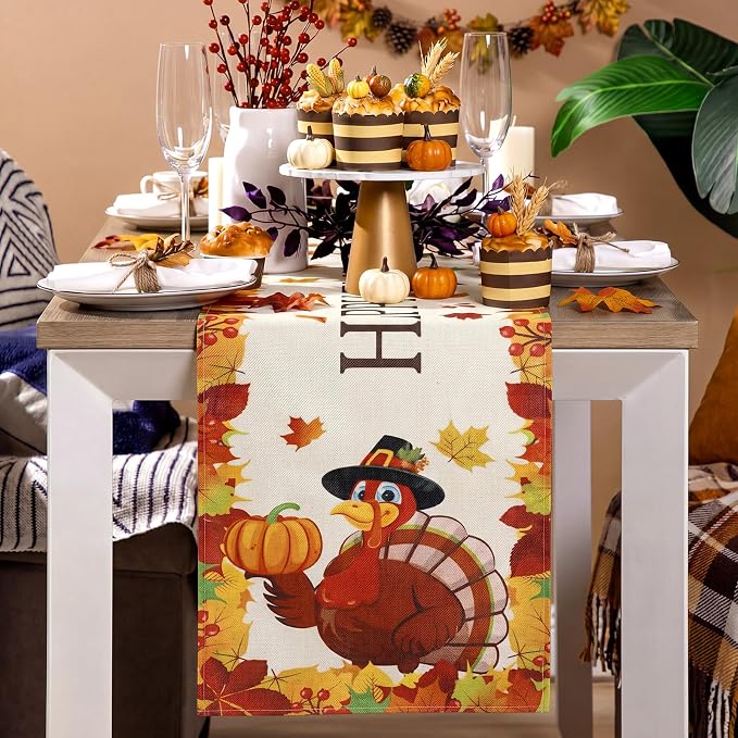 Gilprop 3 Pcs Fall Table Runners Pumpkin Tablecloth, 13x72 Inch | Farmhouse - Image 7