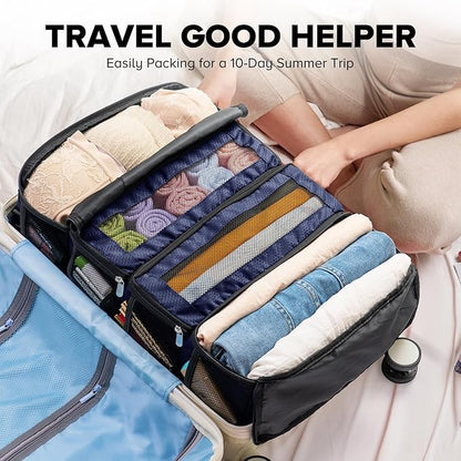 Suitcase Organizer, Travel Luggage Organizer Hanging Shelves Packing Cube Closet/Collapsible Portable Travel Organizer for Carry-on