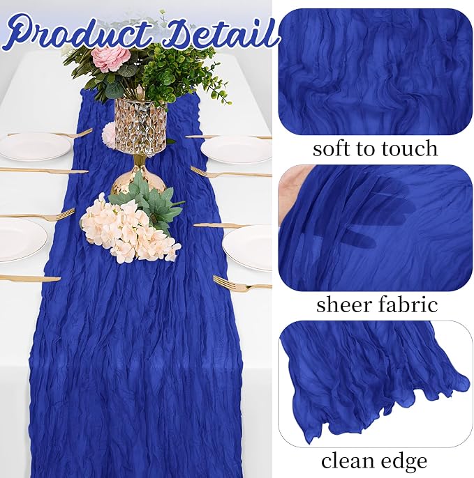16 Pack Royal Blue Cheesecloth Table Runners 20x120 Inch Gauze Table Runner - Image 6