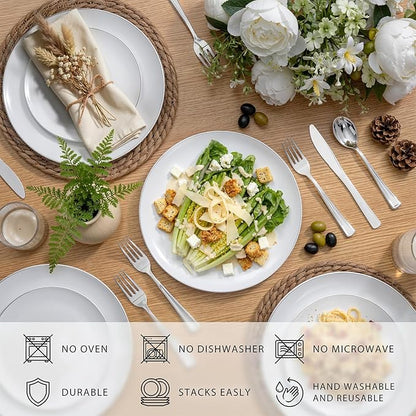 KIRE 200PCS Silver Plastic Plates - White Plastic Plates with Silver Rim Include 100 Dinner Plate and 100 for Dessert/Salad Plate for Birthday/Wedding/Party for Christmas
