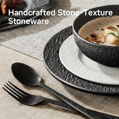 Dinnerware Sets for 4, 12-Piece plates and bowls sets, Matte Marble | Premium - Image 6