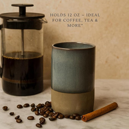 Handmade Ceramic Coffee Mug 12 oz – Handleless Stoneware Cup - Image 4