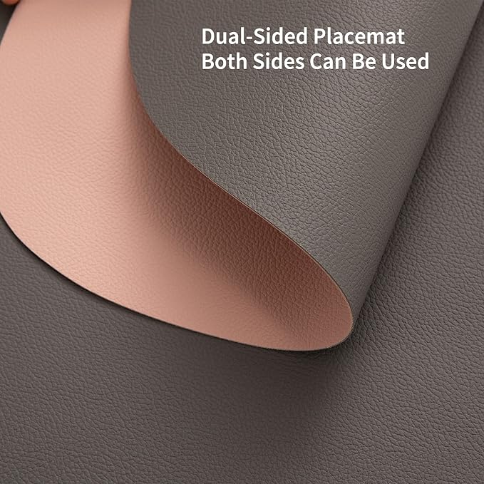 Myir JUN 15 Inches Round Placemats Set of 6 Faux Leather Place Mats | - Image 3