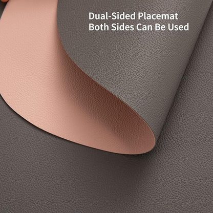 Myir JUN 15 Inches Round Placemats Set of 6 Faux Leather Place Mats | - Image 3
