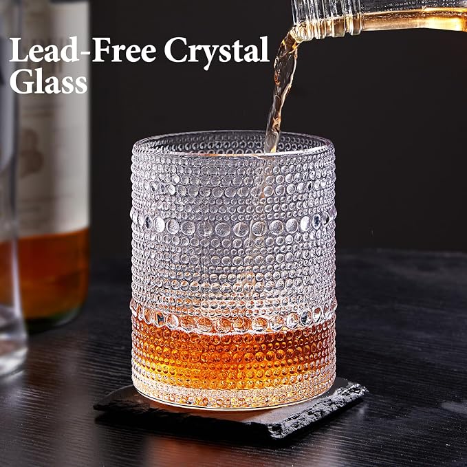 Drinking Water Glass Cups Set, Crystal Hobnail Glass set of 8, 15oz&12oz | - Image 8