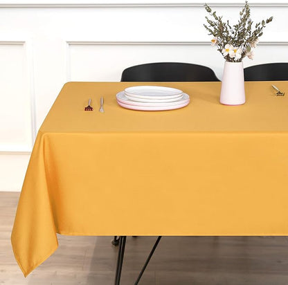 sancua Rectangle Tablecloth - 54 x 108 Inch - Stain and Wrinkle Resistant Washable Polyester Table Cloth, Decorative Fabric Table Cover for Dining Tables, Buffet Parties and Camping, Gold