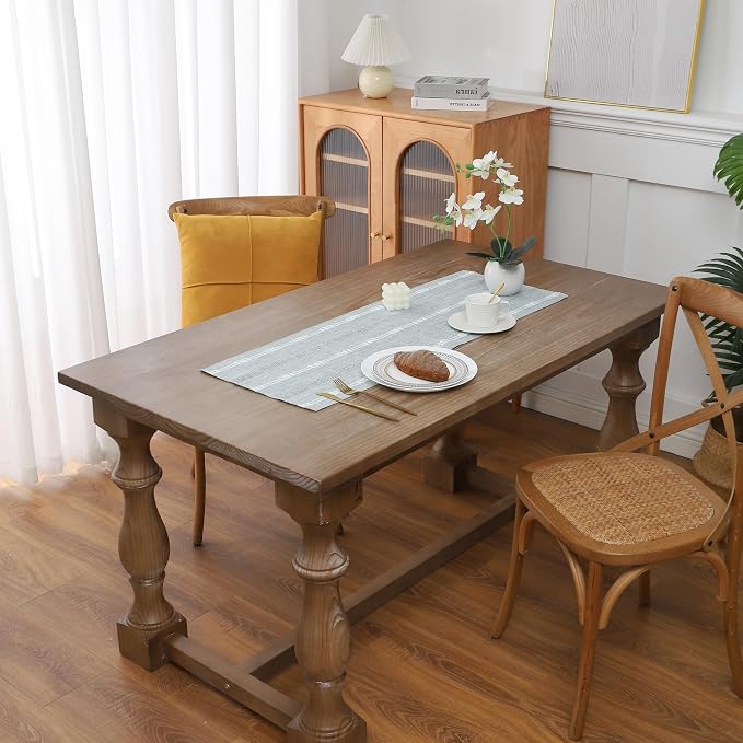 Gernaice Boho Table Runner, Embroidered Cotton Linen Farmhouse Table Runners - Image 2