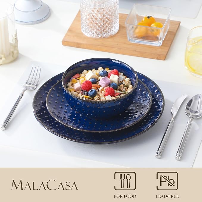 MALACASA 12 Pieces Dinnerware Sets, Modern Plates and Bowls Sets, Kitchen - Image 3