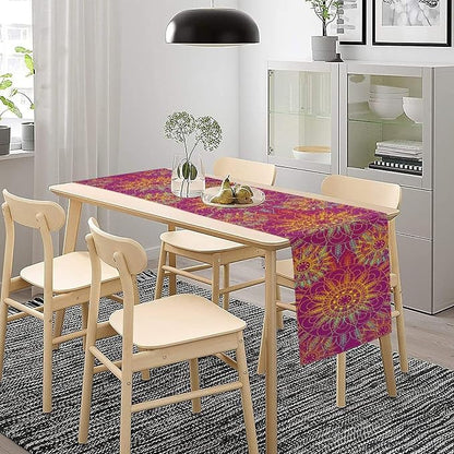 YCness Mandala Table Runner Abstract Colorful Modern Art Golden Purple Kitchen - Image 4