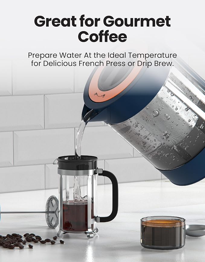 Viante Alba Electric Tea Kettle, No Plastic, Midnight Blue | Borosilicate glass - Image 7