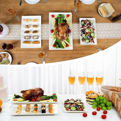 Kassel Ceramic Serving Platter Set | 16”/14”/12” Rectangular Serving Trays for Entertaining at Parties and Weddings | Oven Safe XL Serving Trays for Tacos, Steak and Cake