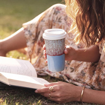 Ceramic Travel Mug with Lid – Aesthetic Coffee Cup - Image 4