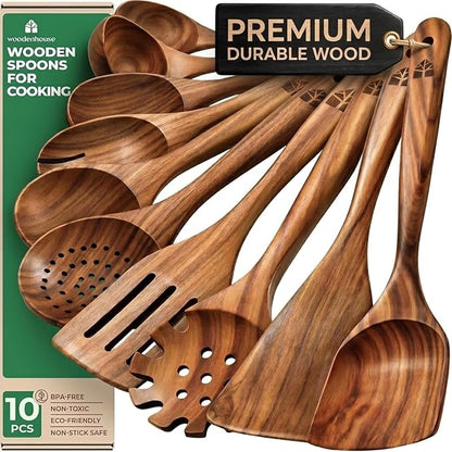 Wooden Spoons for Cooking, Heat Resistant & Food-Safe by Woodenhouse