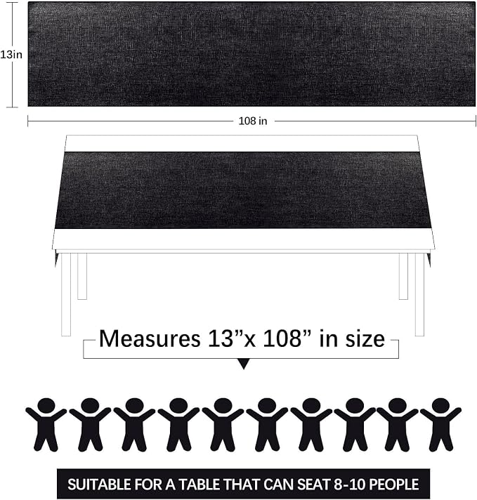 Black Burlap Table Runners 2 Packs 13x108 Inch Rustic Boho Table Runner | - Image 7