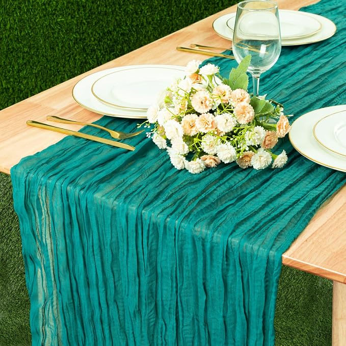 Cheesecloth Table Runner 13.3FT Long Boho Table Runner Rustic Gauze Wedding by TuTive