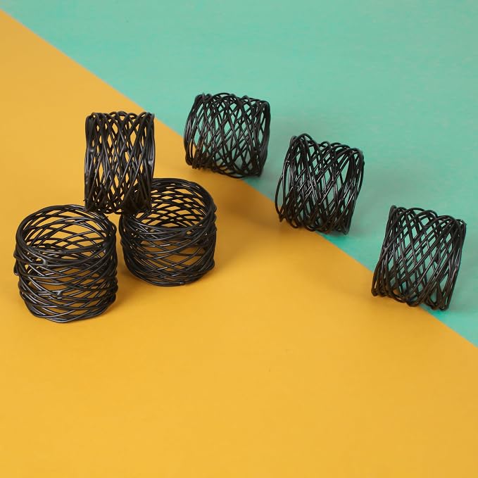 ALPHA Living HOME 12 Pcs Modern Metal Napkin Rings - Image 5
