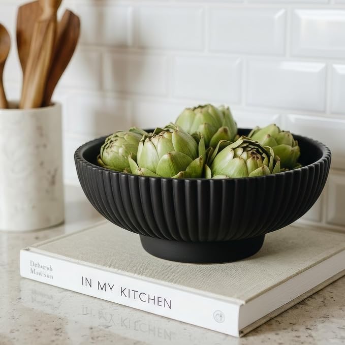 Decorative Concrete Fruit Bowl For Kitchen Counter Or Table Decor – Premium by KIBAGA