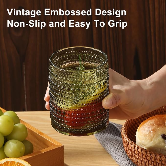 ZMOWIPDL 12oz & 15oz Hobnail Drinking Glasses, - Image 6