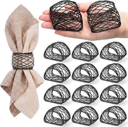 LemonRoad 12 Pcs Black Twisted Wire Mesh Napkin Rings Metal Napkin Holders by Unknown