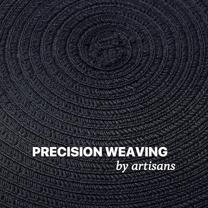 Round Placemats Set of 8 Woven Placemats Washable Braided Table Mats for Dining Table Heat Resistant Non-Slip Circle Place Mats(Black)