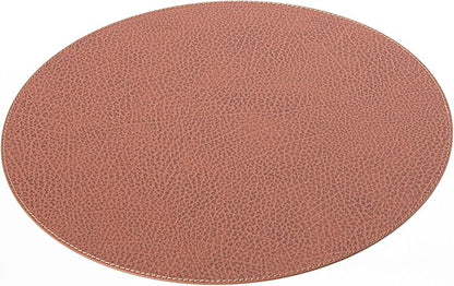 Nikalaz Round Placemats Set (Pack of 4) Recycled Leather Table Mats 15 inches, Kitchen Dining Table Decor by Nikalaz (Dirty Brown)