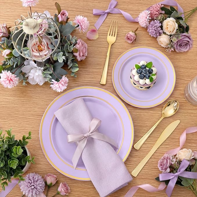 350PCS Purple Plates Disposable - Image 5