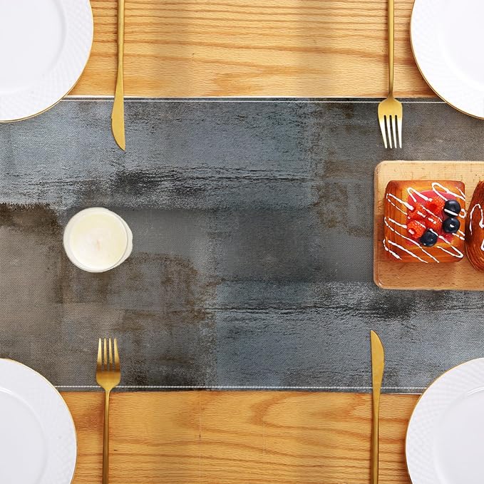 Grey and Brown Table Runner 13x72 Inch Modern Abstract Art Painting Kitchen - Image 5