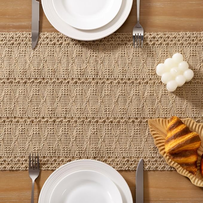 Boho Table Runner Summer Farmhouse Rustic Dining Dresser Scarf Home Decor | - Image 5