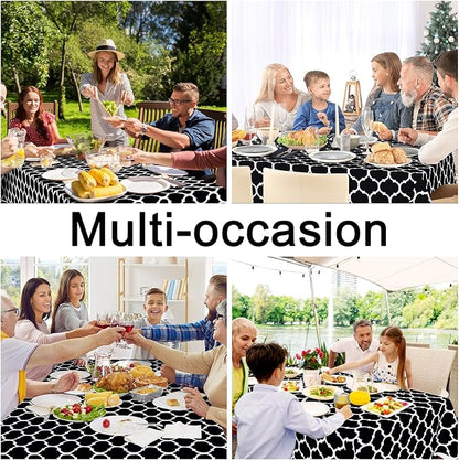 Smiry Rectangle Table Cloth, Waterproof Vinyl Tablecloth with Flannel Backing for Rectangle Tables, Wipeable Spillproof Plastic Tablecloths for Dining, Camping, Indoor and Outdoor (60"x84", Black)