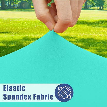 Spandex 4 Foot Rectangle Table Cloth 2 Pack, Elastic Fitted Tablecloths for Picnic, Stretch Washable Patio Table Cover for Outdoor, Camping, Banquet and Parties (Aqua Blue, 30"x48")