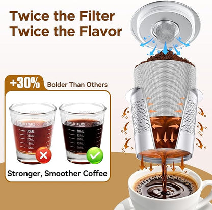 CAPMESSO Reusable K Cups for Keurig: NO Grit Stainless Steel Coffee Pod 4PC | - Image 2