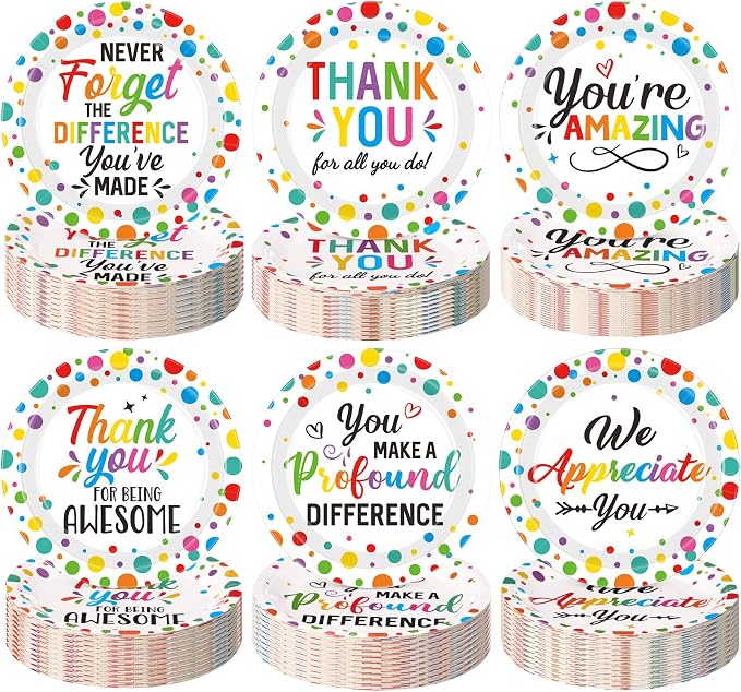Gerrii 60 Pcs Thank You Themed Party Plates 7 Inch We Appreciate You Disposable by Gerrii