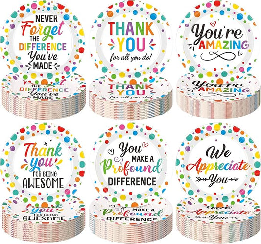 Gerrii 60 Pcs Thank You Themed Party Plates 7 Inch We Appreciate You Disposable by Gerrii