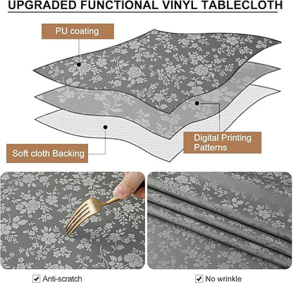 Smiry Rectangle Table Cloth, Waterproof Heavy Duty Vinyl Tablecloths, Wipeable Washable Table Cover for Kitchen and Dining Room (Grey, 54" X 78")