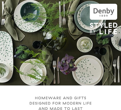 Denby - Carved Green Cereal Bowls Set of 4-6.75 Inch - Dishwasher Microwave Oven Safe - Uniquely Textured Porcelain Cereal Bowls - Scratch Chip Resistant
