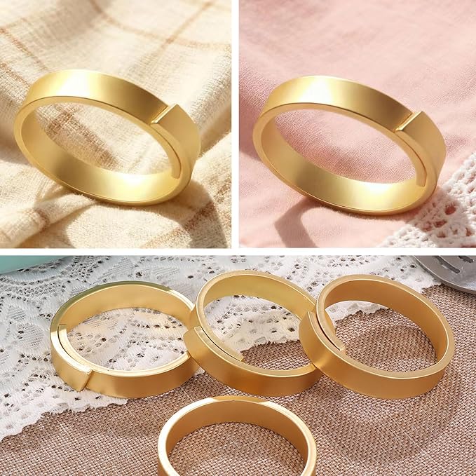 Round Metal Gold Napkin Rings Set of 8 | Modern Fall Napkin Ring Holders - Image 3