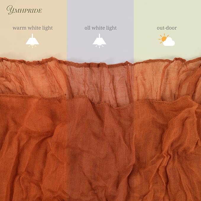 YMHPRIDE 12 Pack Cheesecloth Table Runner 35x120in Terracotta Table Runner | - Image 5