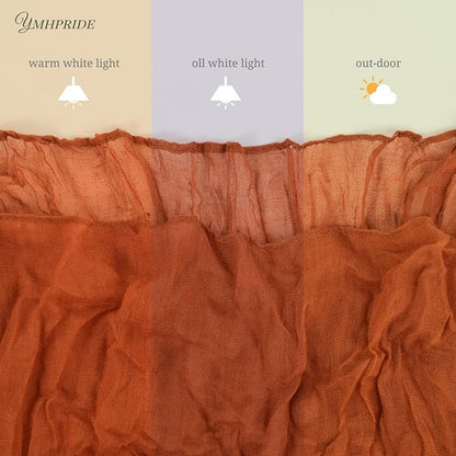 YMHPRIDE 12 Pack Cheesecloth Table Runner 35x120in Terracotta Table Runner | - Image 5