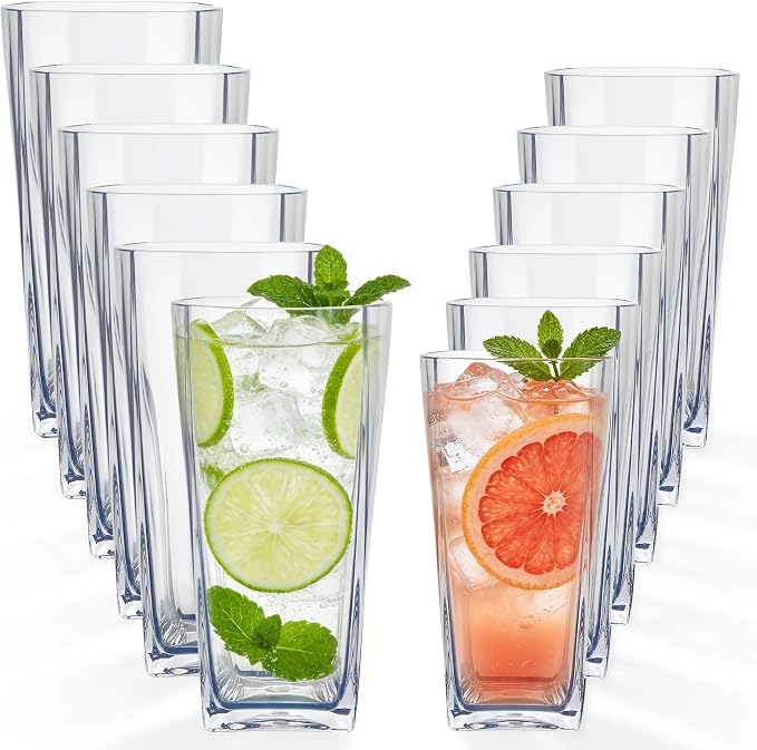 Top-spring 12+20 Oz Reusable Plastic Water Tumbler 12pcs Clear BPA Free | by Top-spring