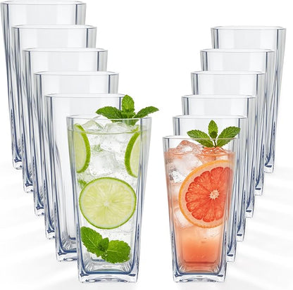 Top-spring 12+20 Oz Reusable Plastic Water Tumbler 12pcs Clear BPA Free | by Top-spring
