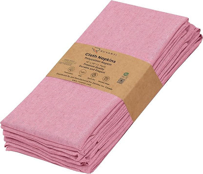 Ruvanti Cloth Napkins Set of 12, 18x18 Reusable Napkins Cloth Washable, Soft & Durable Table Napkin, Poly Cotton Fabric Dinner Napkins for Parties, Christmas, Thanksgiving, Weddings - Bubblegum