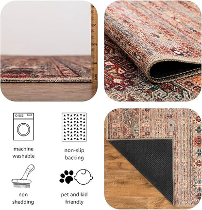 Keen Home Design 8x10 Rug - Machine Washable Area Rug with Non-Slip Backing, Ideal for Living Room, Dining Room, Bedroom - Vintage, Easy Clean, Durable, Low Pile Rug - (8' x 10')
