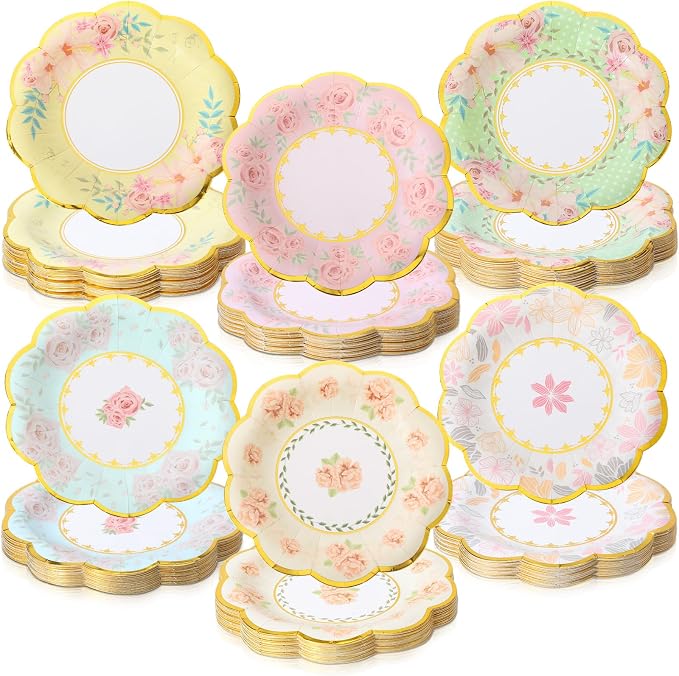 72 Pcs 9 Inch Floral Paper Plates by Maxcheck