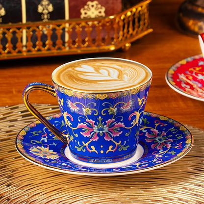 KAMMAK Tea Cup and Saucer, Ceramic Coffee Cups, 8 oz, Afternoon Tea and - Image 5