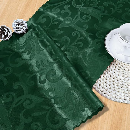 MILVOWOC Emerald Green Satin Table Runner, 12 Pack, 12 x 72 Inch | Jacquard - Image 4