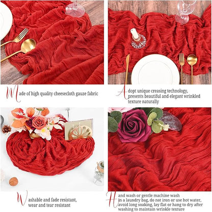 15 Pack Red Table Runner 17 x 108inch Cheesecloth Table Runner Boho Gauze Table - Image 3