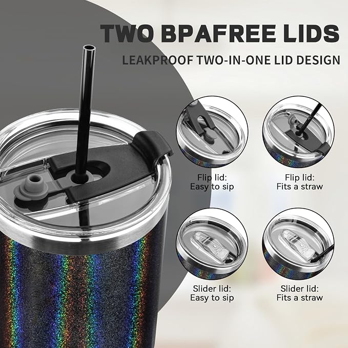 30 oz Tumbler with Lids and Straws, Stainless Steel Insulated Coffee Tumbler - Image 5