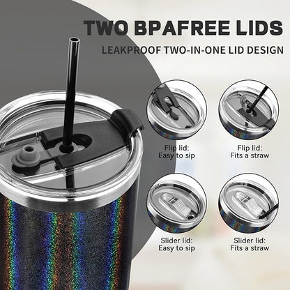 30 oz Tumbler with Lids and Straws, Stainless Steel Insulated Coffee Tumbler - Image 5