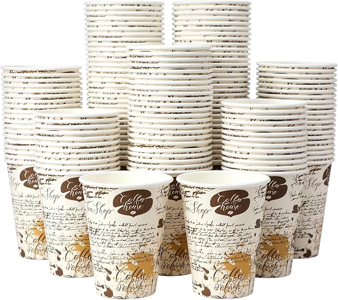 SIUQ 240 Pack 12 oz Disposable Paper Coffee Cups Retro Leak-Proof Sturdy | by SIUQ