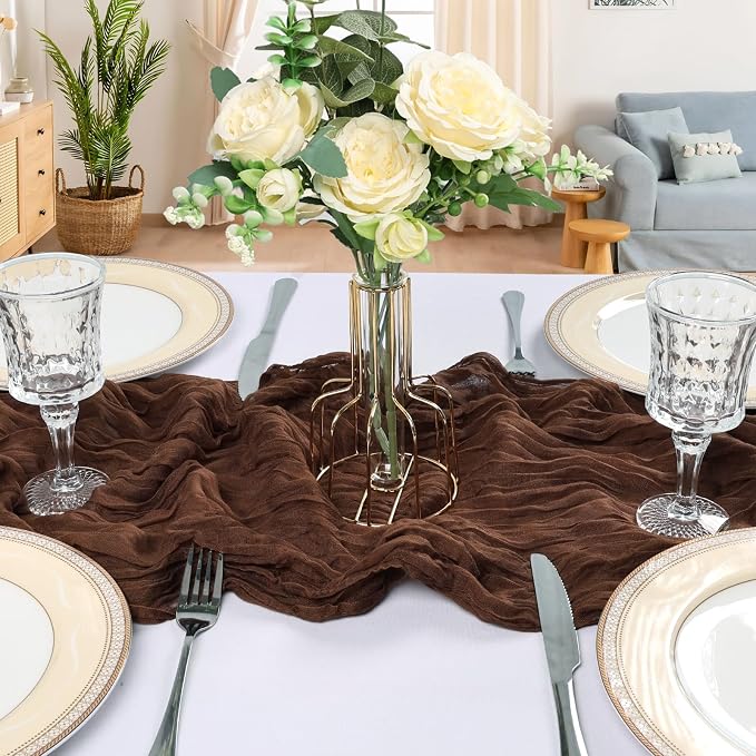 6 Pack 10Ft Brown Cheesecloth Table Runner 23 x 120 Inch | Gauze Rustic Boho - Image 4